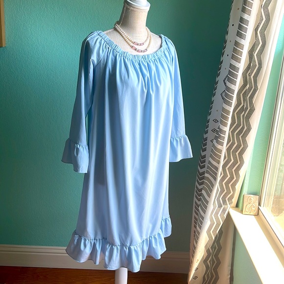 ✨NEW! Grace Karin Dress Sky Blue Off the Shoulder Long Sleeve Size Medium - Picture 1 of 8